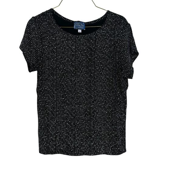 Scooter Tops short sleeve black glitter stripe stretchy‎ t-shirt Large - Picture 1 of 5